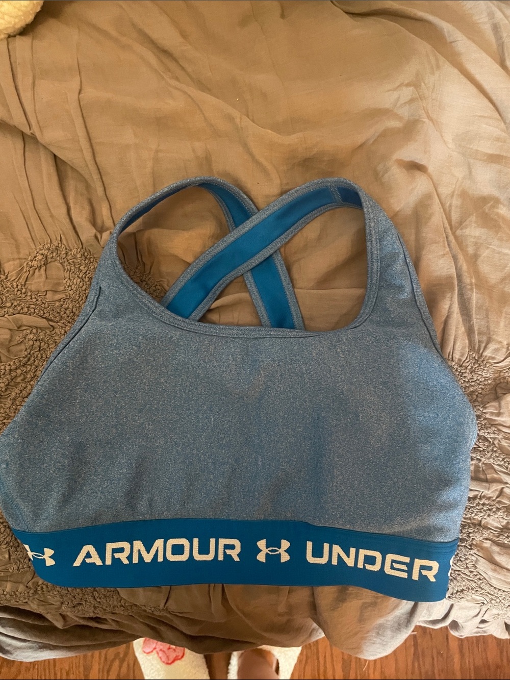 Under Armour Light Blue Crossback Elastic-Band Sports Bra